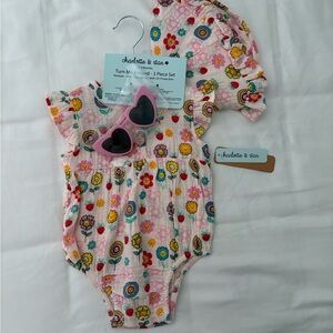 Floral Kids Bodysuit - Pink and Yellow